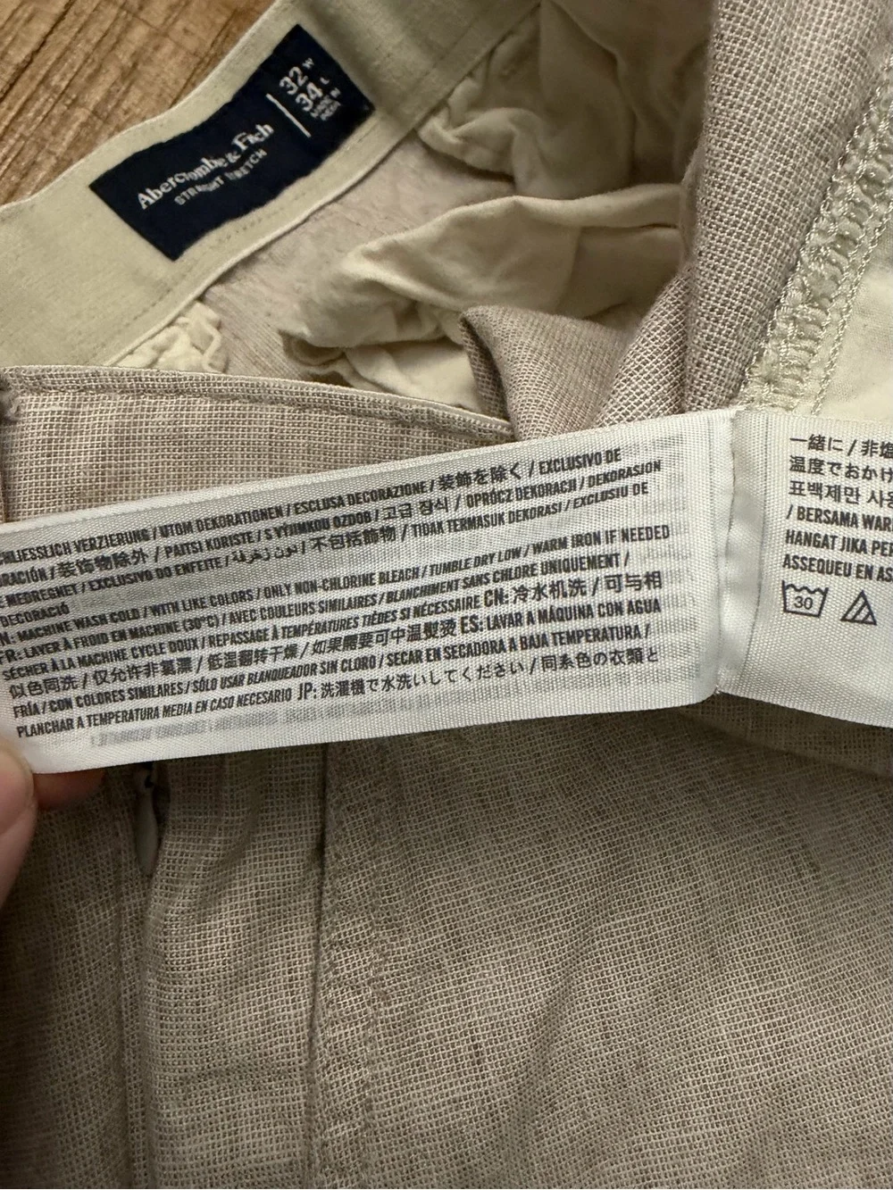 Abercrombie & Fitch Light Beige Linen-Blend Chinos